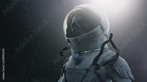 Fototapeta Naklejka Na Ścianę i Meble -  Dead astronaut floating in space 3D Illustration/3D Render