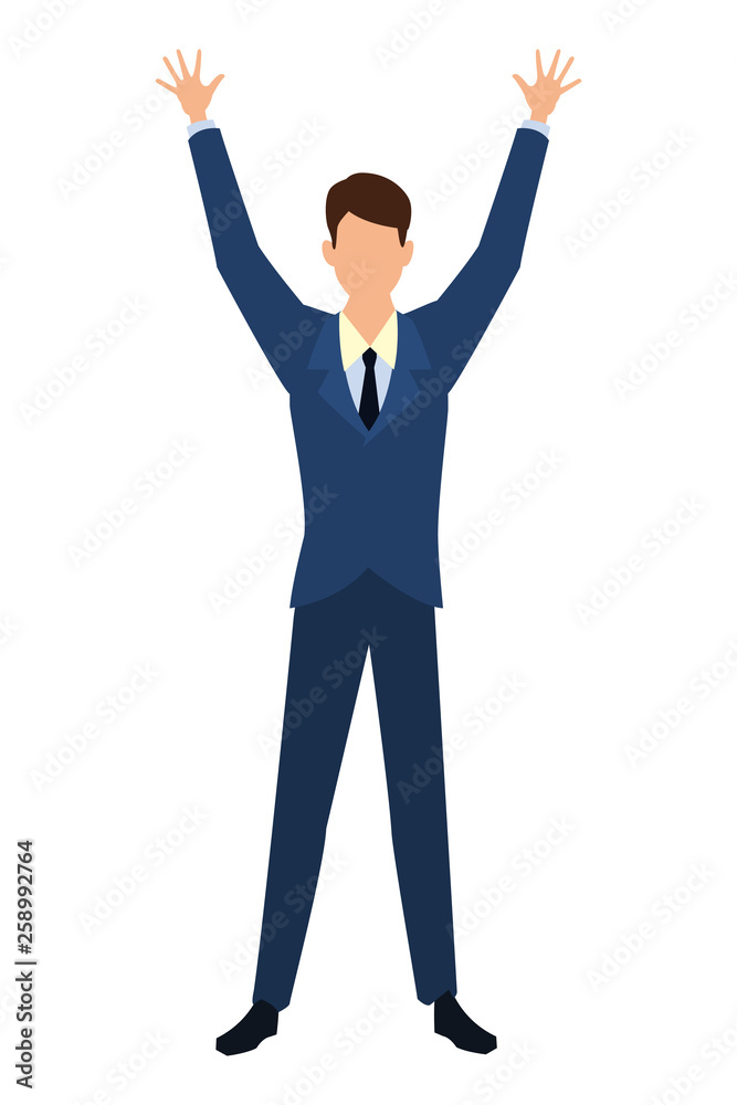 Businessman with arms up cartoon Businessman with arms up cartoon