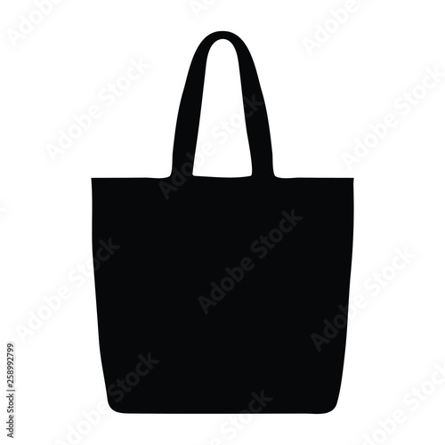 A black and white vector silhouette of a tote bag