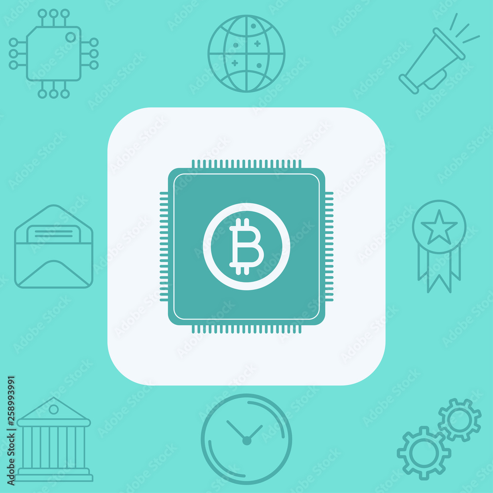Bitcoin cpu vector icon sign symbol Bitcoin cpu vector icon sign symbol