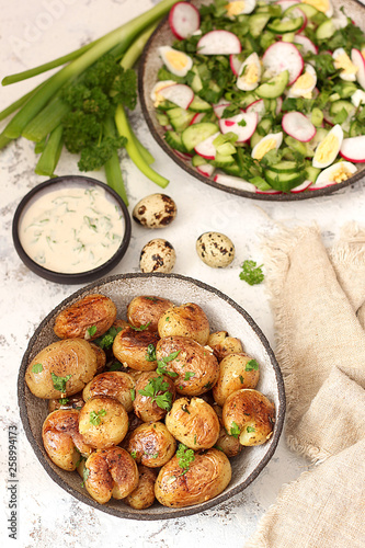 Baked Potatoes with Salad