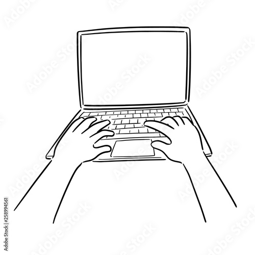 vector of hand using laptop