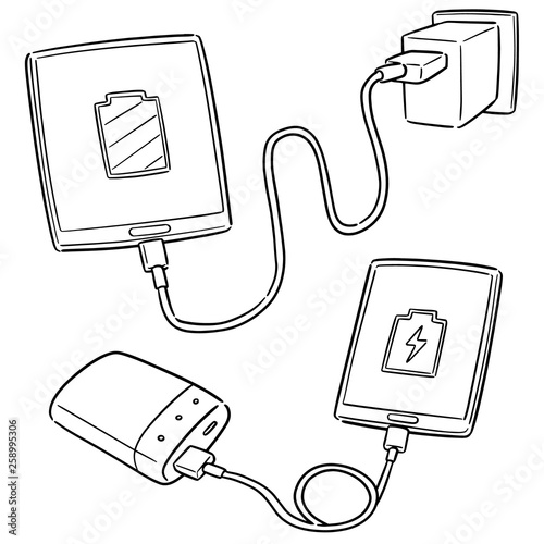 vector set of smartphone charging