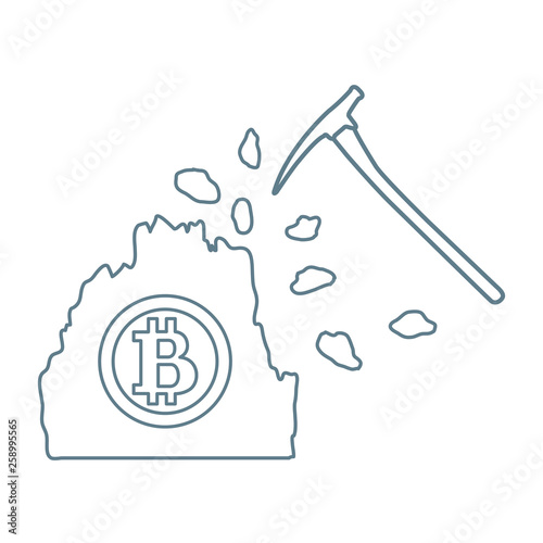 Mining of bitcoins. Digital currency.
