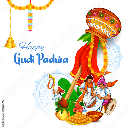 Gudi Padwa Lunar New Year celebration in Maharastra India © vectomart