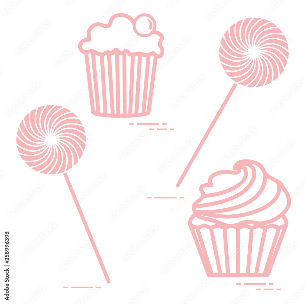 Lollipops and cakes.