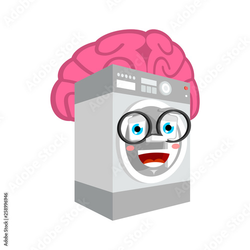 Smart Washer with brains isolated. lavatory in washing machine Cartoon Style. brainy Vector