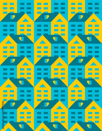 House pattern seamless. Town background. Small city texture. houses ornament