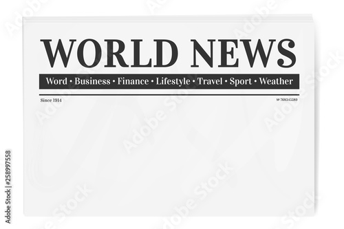 Folded newspaper. Blank background for news page template. photo
