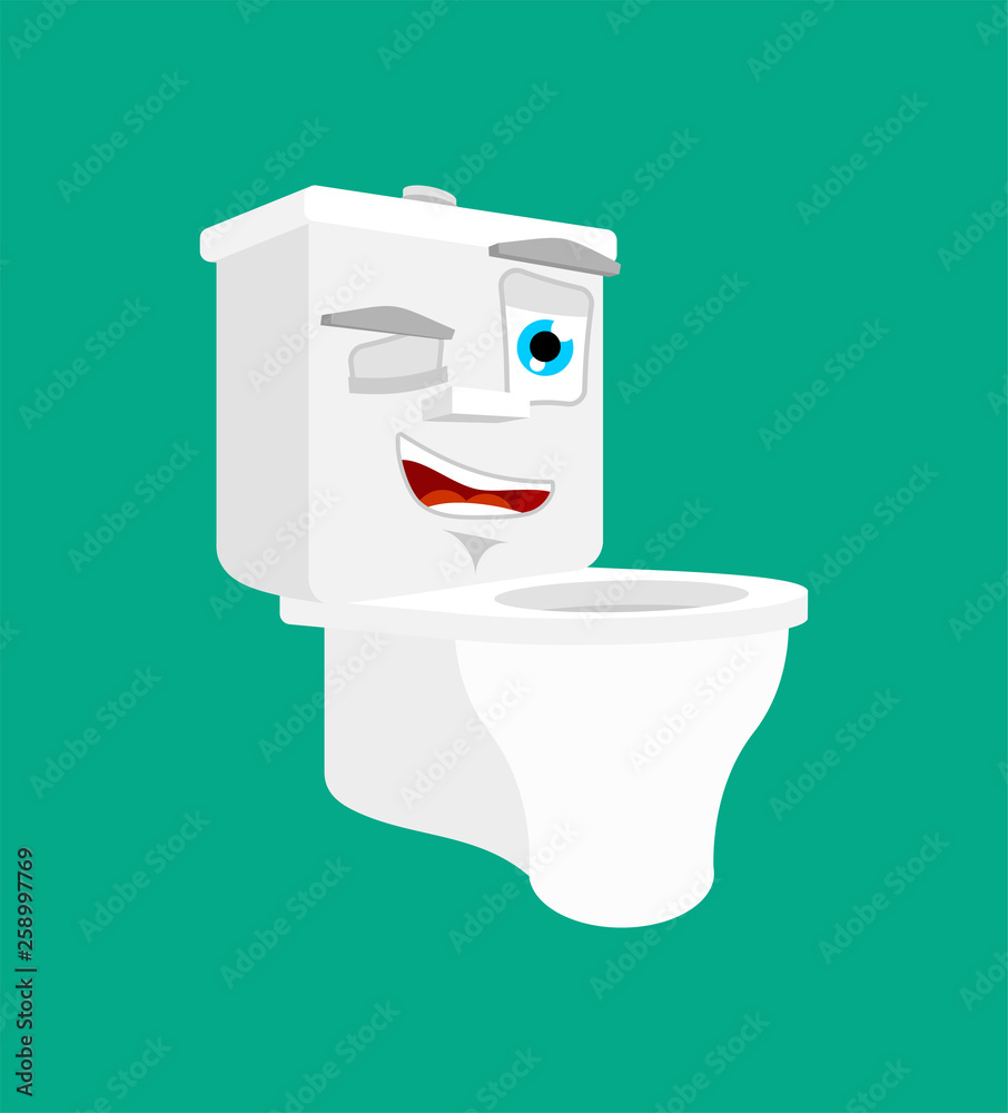 Toilet bowl winks. lavatory happy emoji. joyful Vector illustration