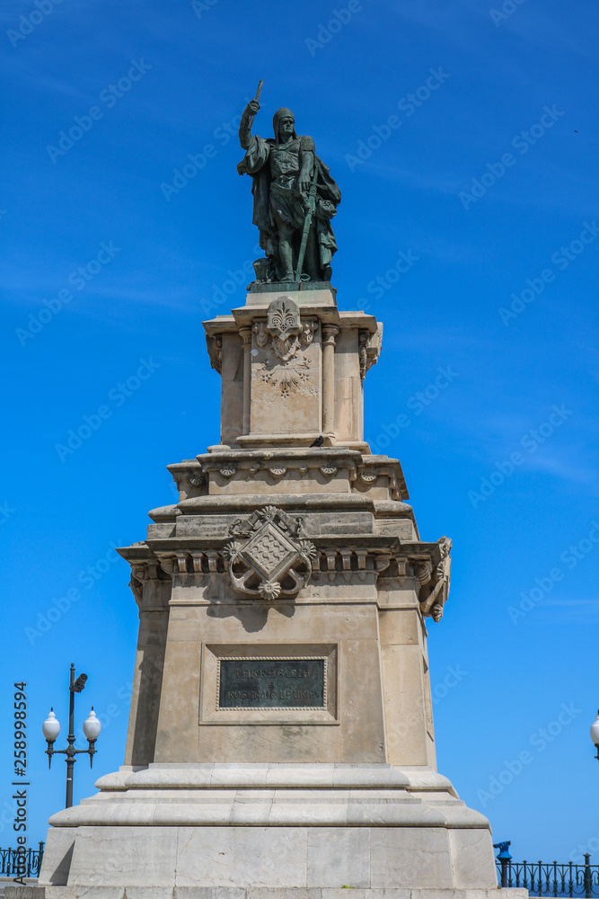 Roger de Lluria monument in Tarragona during Mediterranean games in june 2018