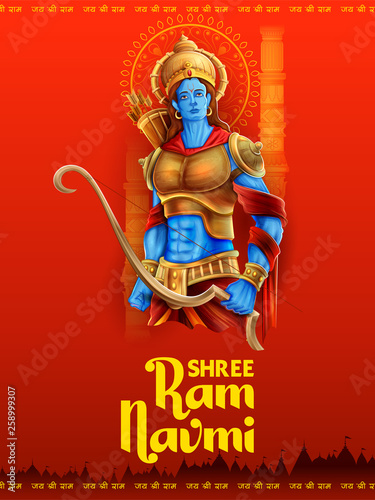 Shree Ram Navami celebration background for religious holiday of India