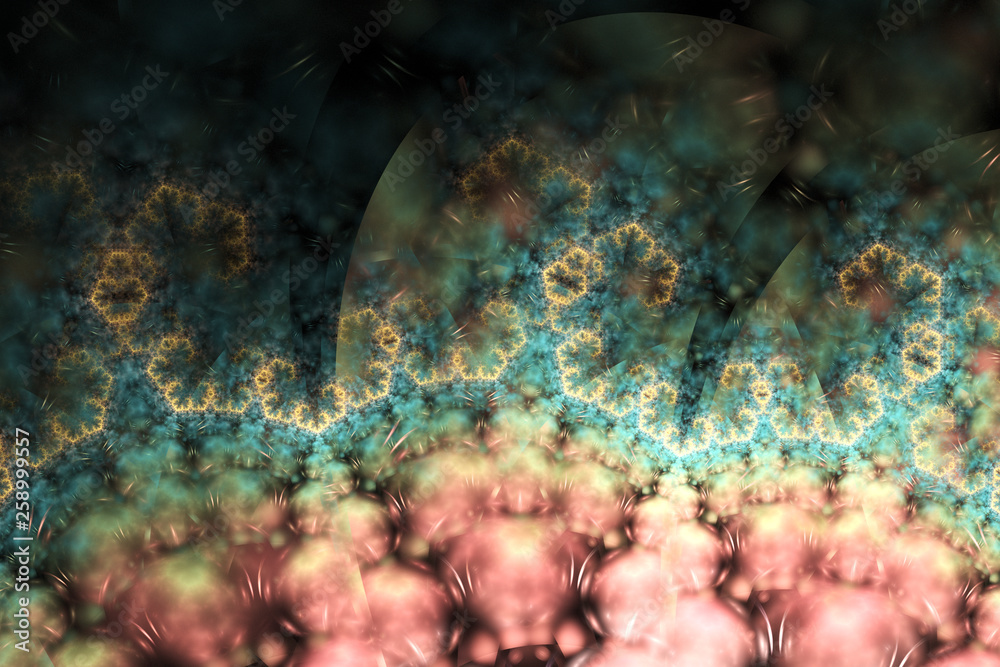 Fototapeta premium Dark colorful fractal spiral pattern, digital artwork for creative graphic design