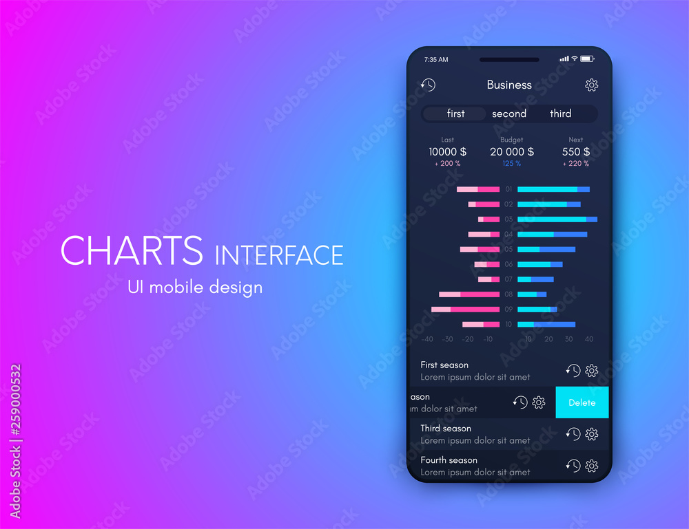 Mobile phone application for analytics. stock vector Mobile phone application for analytics. stock vector