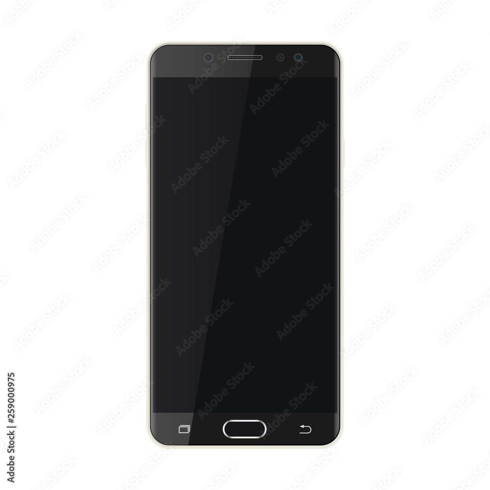 Black smartphone with black screen. Realistic smartphone with blank screen icon. Black smartphone, front view. Black smartphone with black screen. Realistic smartphone with blank screen icon. Black smartphone, front view.