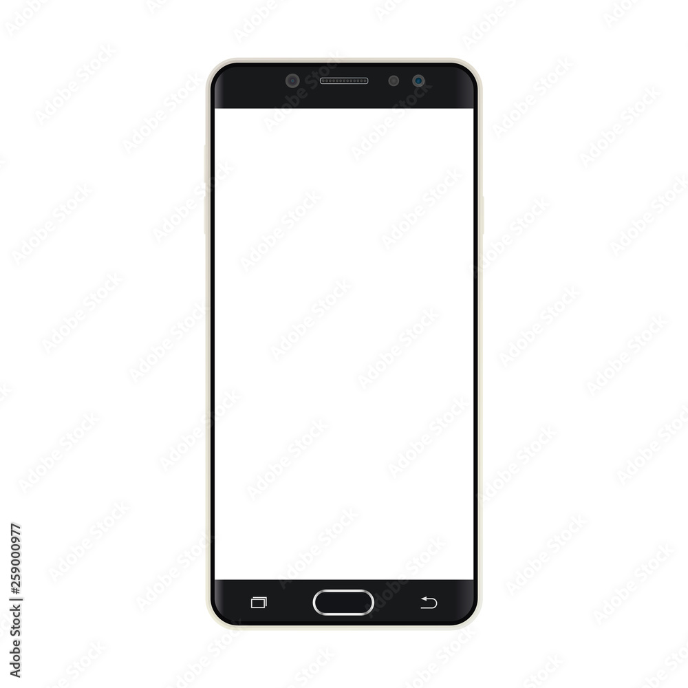 Black Smartphone with blank screen. White screen smartphone icon. Black smartphone front view. Black Smartphone with blank screen. White screen smartphone icon. Black smartphone front view.