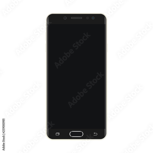 Black smartphone with black screen vector eps10. Realistic smartphone with black screen icon.