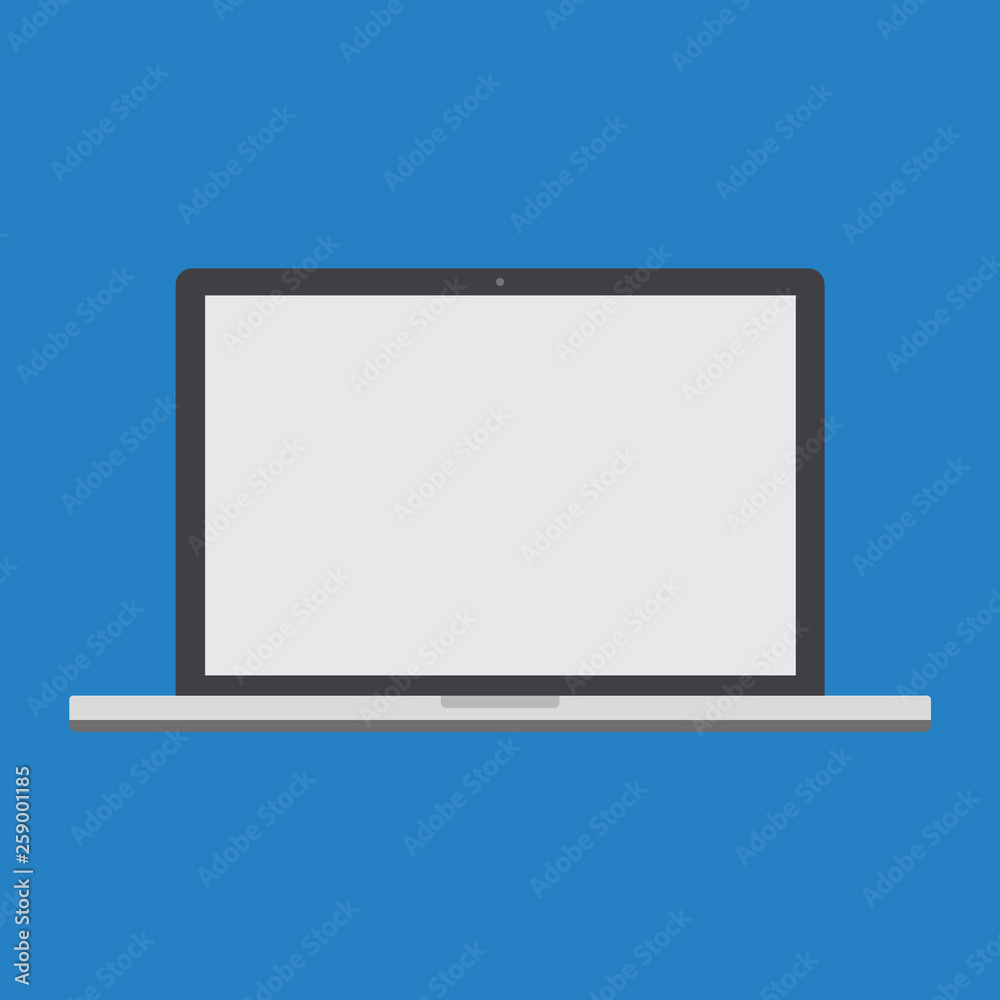 Grey noteBook or laptop, flat style. Front view Laptop, noteBook. Blank screen of Notebook or Laptop, flat style. Grey noteBook or laptop, flat style. Front view Laptop, noteBook. Blank screen of Notebook or Laptop, flat style.
