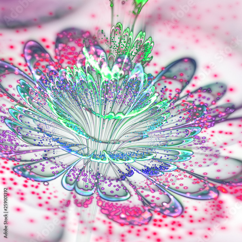 Glossy colorful fractal flower  digital artwork for creative graphic design