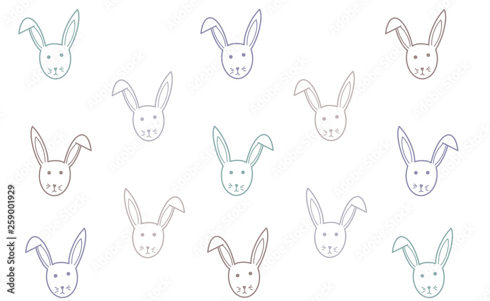  Bunny background vector. Happy Easter texture. Children illustration for greeting card, banner, book, wallpaper, pattern. Abstract animal. Hand drawn spring card
