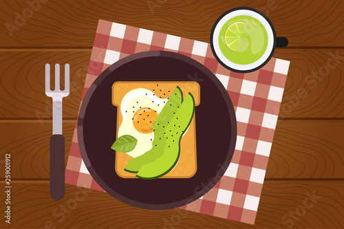 Breakfast concept. Healthy food. Flat style illustration. Vector illustration.