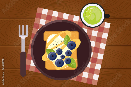 Breakfast concept. Healthy food. Flat style illustration. Vector illustration.