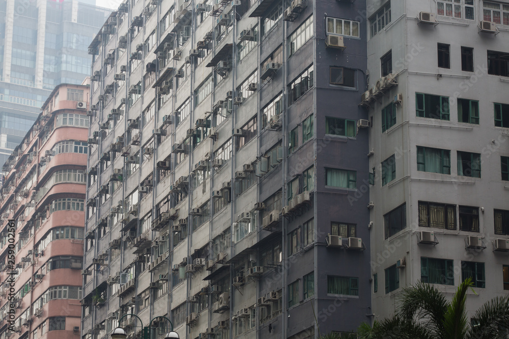 Fototapeta premium a facade of an old buliding, Honk Kong