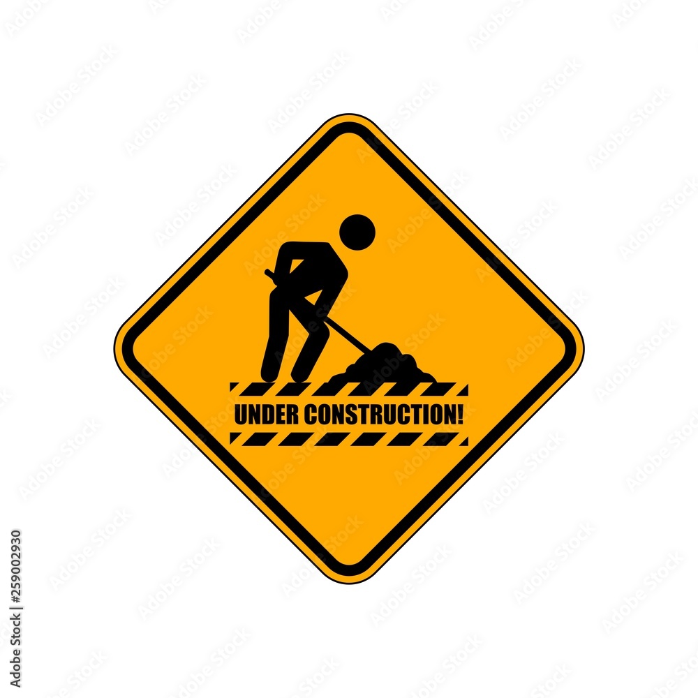 Under Construction Sign on White Background Under Construction Sign on White Background