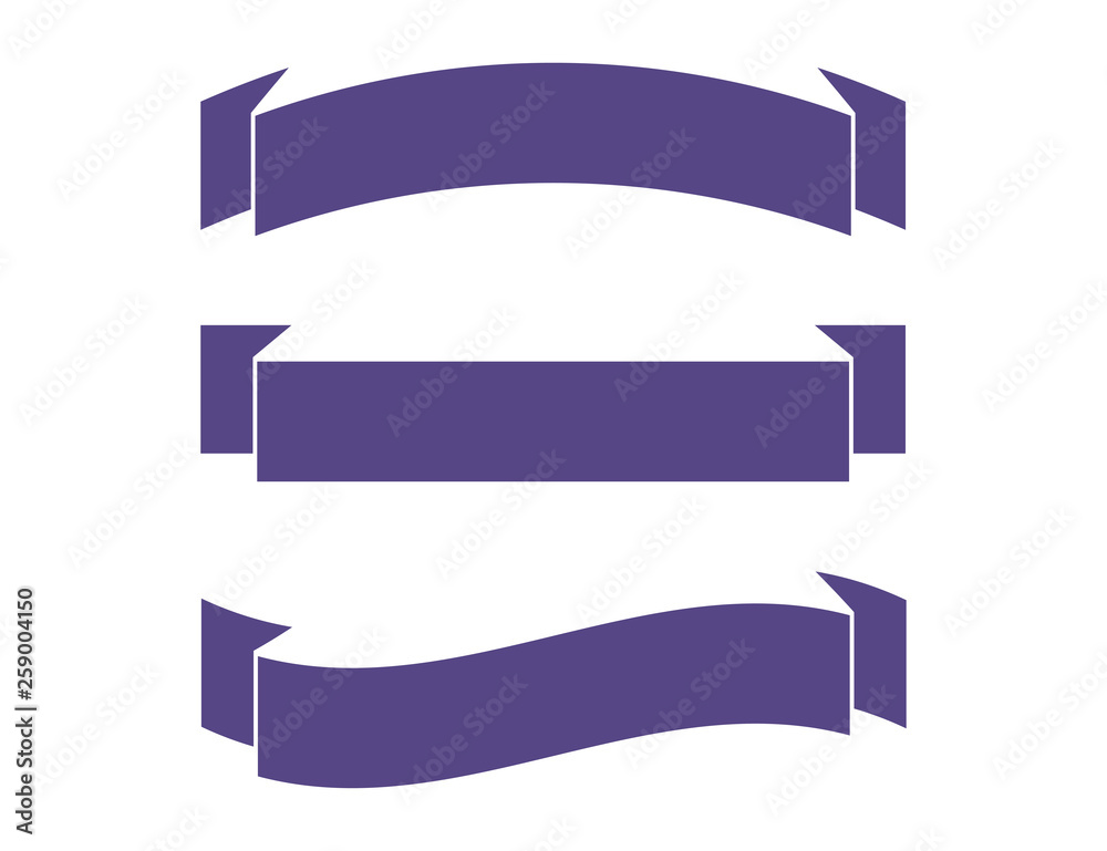 Fototapeta premium Vector ribbons in flat colors. Vector banners ribbons. Set of 3 ribbons
