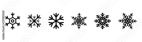 Set of black Snowflakes icons. Black snowflake. Snowflakes template. Snowflake winter. Snowflakes icons. Snowflake vector icon photo