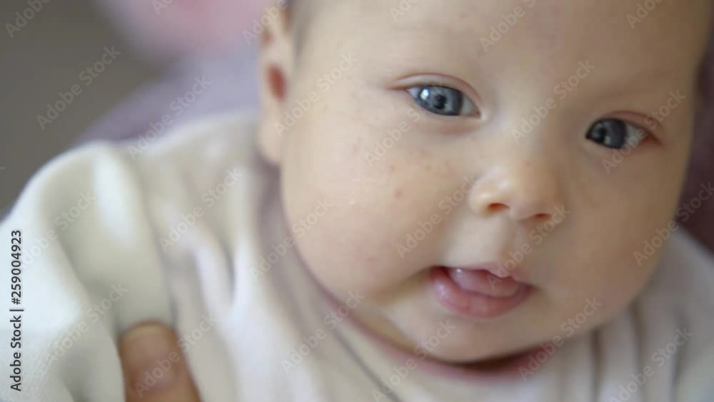 portrait of a plump, cute, blue-eyed baby close-up portrait of a plump, cute, blue-eyed baby close-up