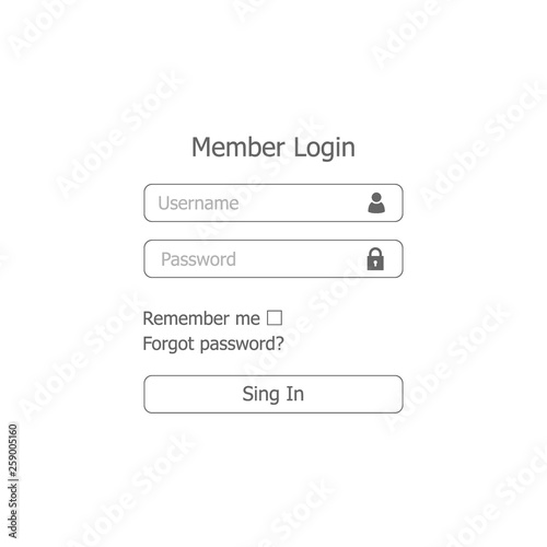 Design login form menu. Vector illustration