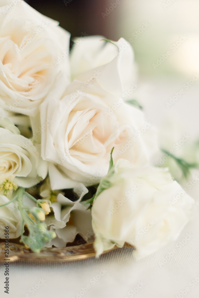 Beautiful fresh cut bouquet, the work of the florist at a flower shop