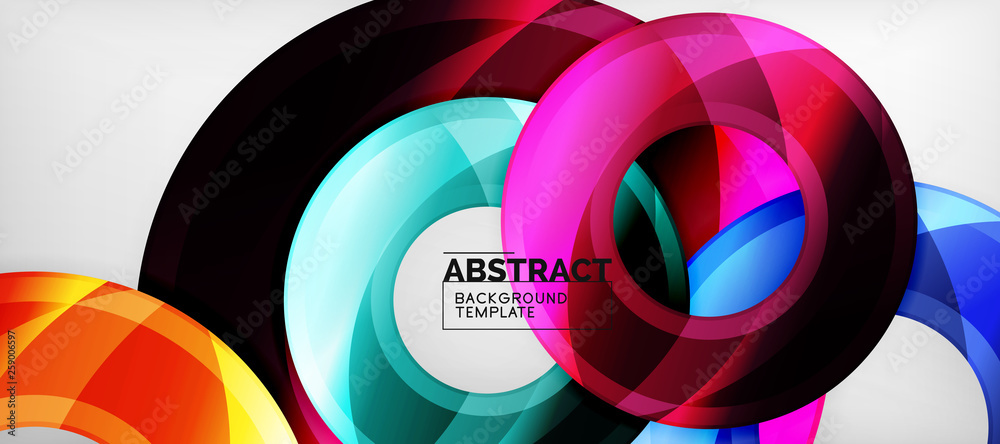 Modern geometric circles abstract background, colorful round shapes with shadow effects Modern geometric circles abstract background, colorful round shapes with shadow effects