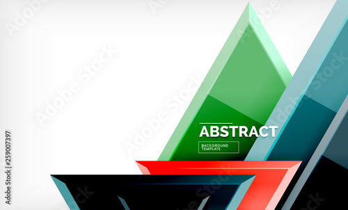 Triangles repetiton geometric abstract background  multicolored glossy triangular shapes  hi-tech poster cover design or web presentation template with copy space