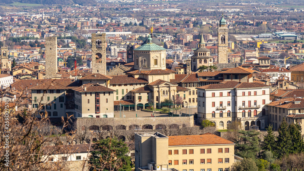 Bergamo. One of the beautiful city in Italy. Landscape at the old town from Saint Vigilio hill