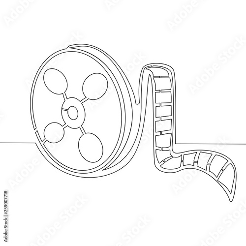 Continuous one line film tape vector concept