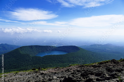 Slika na platnu View of Lake Onami from top of Karakuni-dake, Ebino kogen, Japan