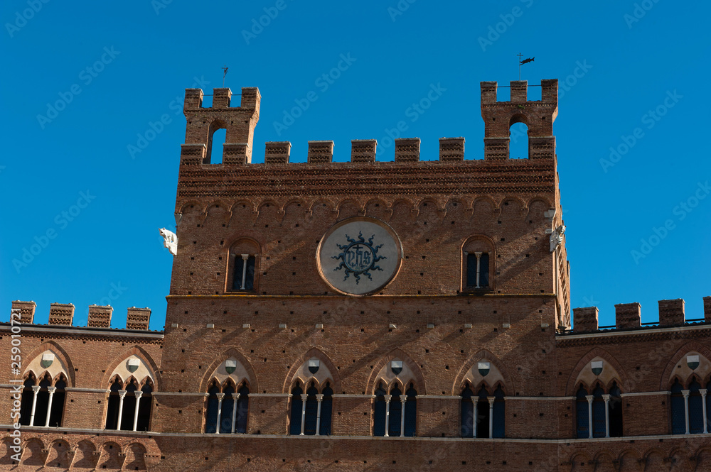 Siena historical building on Piazza del Campo