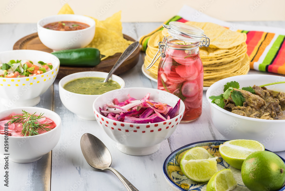 Mexican cuisine. Pork in green sauce.