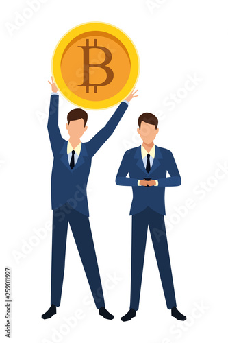 Business people with bitcoins
