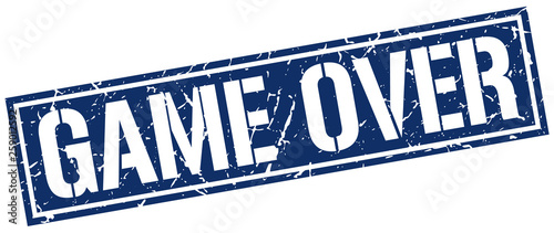 game over square grunge stamp