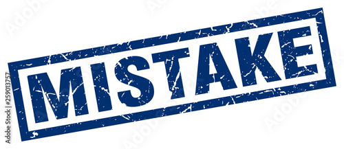 square grunge blue mistake stamp