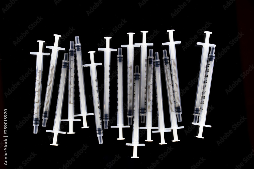 Tuberculin Injection syringes on black background Tuberculin Injection syringes on black background