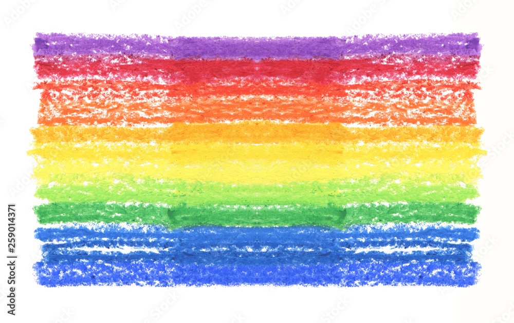 Obraz premium Oil pastel rainbow stroke texture on white background.