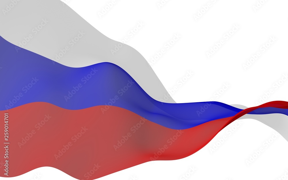 Naklejka premium Waving flag of the Russian Federation. The National.