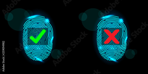 Electronic fingerprint scan. Authorization accepted or denied