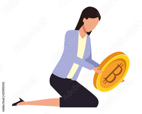 Businesswoman with bitcoin