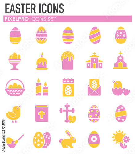 Easter icons set on white background for graphic and web design. Simple vector sign. Internet concept symbol for website button or mobile app.