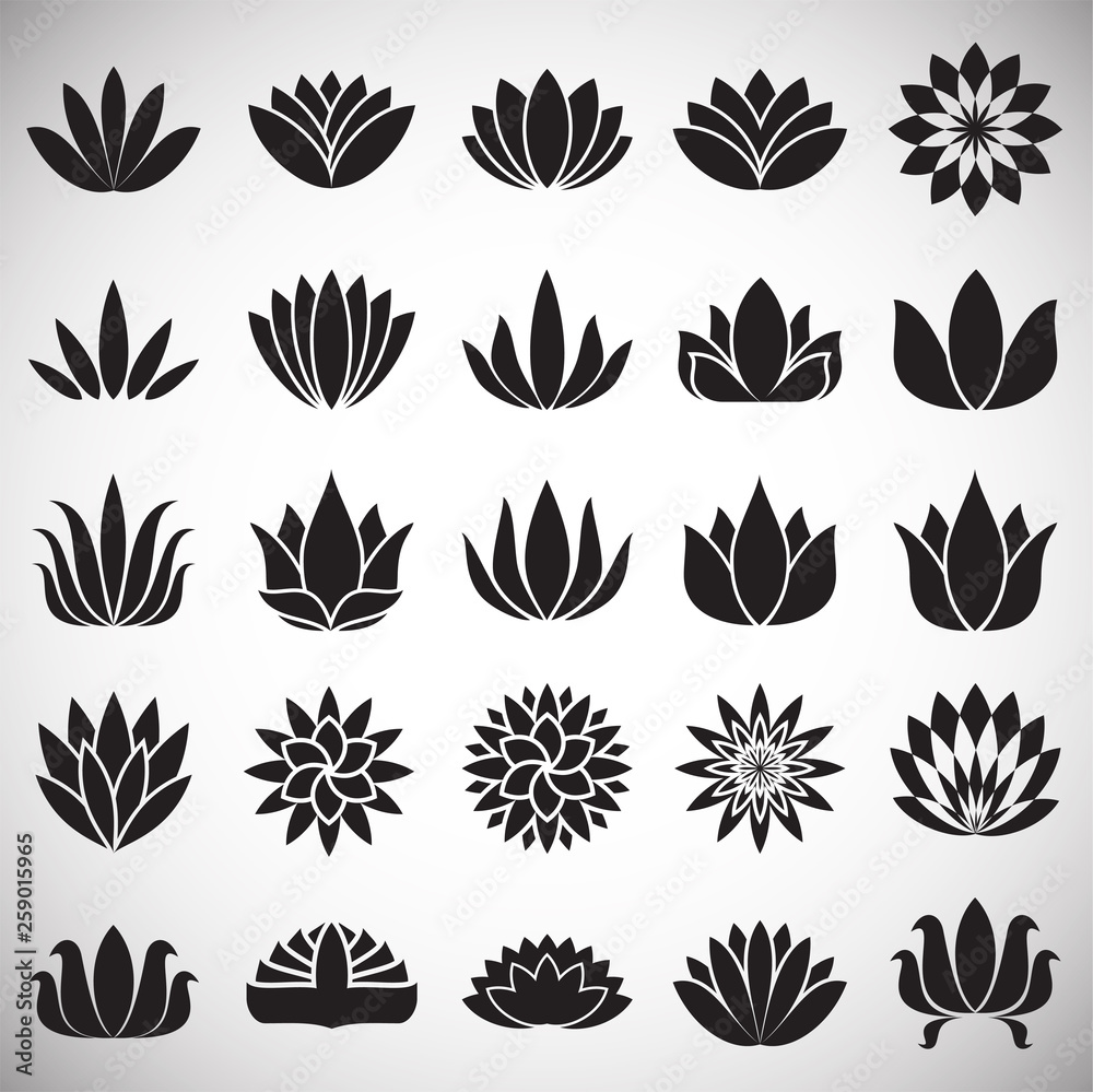 Lotos flowers icons set on white background for graphic and web design. Simple vector sign. Internet concept symbol for website button or mobile app.
